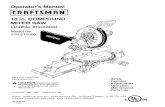Operator's Manual 10 in. COMPOUND MITER SAW Double Insulated … · Operator's Manual 10 in. COMPOUND MITER SAW Double Insulated ... Sears, Roebuck and Co., 3333 Beverly Rd., ...