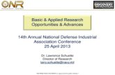 Basic & Applied Research Opportunities & Advances 14th … · 14th Annual National Defense Industrial Association Conference ... GRAPHANE (Single-layer 2D ... •Graphane is an electrical