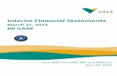 Interim Financial Statements - Vale · Interim Financial Statements March 31, 2014 BR GAAP Filed with the CVM, SEC and HKEx on April 30, 2014 ... and International Accounting Standard