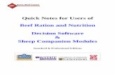 Quick Notes for Users of Beef Ration and Nutrition ... · Beef Ration and Nutrition Decision Software & Sheep Companion ... The SOLVER from the previous versions of Excel ... can