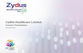 Cadila Healthcare Limitedzyduscadila.com/wp-content/uploads/2017/11/Zydus-Cadila-Investor... · One of the leading pharmaceutical companies in India 1 ... Brazil and Germany 8 R&D