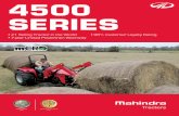 4500 SERIES - Mahindra USA Series rugged diesel engine ... • Live 540 rpm PTO ... • STANDARD rubber floor mat STANDARD 7-year limited powertrain warranty* - Industry’s Best