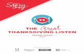 THE GREAT THANKSGIVING LISTEN - Amazon Web … GREAT THANKSGIVING LISTEN TEACHER TOOLKIT 2017 WITH SUPPORT FROM TABLE OF CONTENTS LETTER FROM DAVE ISAY LESSON PLAN PARTICIPATING IN