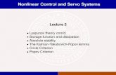 Nonlinear Control and Servo Systems · Nonlinear Control and Servo Systems ... (see proof in textbook) Ω E M V˙(x) ... Barbalat’s Lemma - nonautonomous systems Letφ: ...