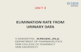 ELIMINATION RATE FROM URINARY DATA - SRM … RATE FROM URINARY DATA S.SANGEETHA., M.PHARM., (Ph.d) DEPARTMENT OF PHARMACEUTICS SRM COLLEGE OF PHARMACY SRM UNIVERSITY Calculation of