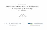 Postconsumer PET Container Recycling Activity in 2016 · Postconsumer PET Container Recycling Activity in 2016 October 31, 2017 Report on Postconsumer PET Container Recycling Activity