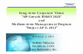 Long-term Corporate Vision AP-Growth TORAY 2020 and … · Action Program for Growth (APG Project : Action Program for Growth) Solution proposal to economical-growth constraints with