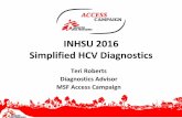 INHSU 2016 Simplified HCV Diagnostics - etouches · INHSU 2016 Simplified HCV Diagnostics Teri Roberts ... • E.g. Abbott Architect HCV Ag assay: ... • Positive likelihood ratio