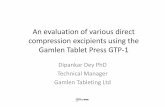 An evaluation of various direct compression excipients using the Gamlen Tablet …€¦ ·  · 2012-10-03An evaluation of various direct compression excipients using the Gamlen Tablet