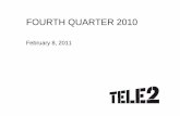 Februaryy, 8, 2011 AC&M – 3Q10 Report, Mayson Analysis – Voice Quarterly Metrics, Nov 8th 2010 Tele2 Russia: Mobile market overview MOBILE MARKET SHARES PERCENT OFACTIVE SUBSCRIBERS