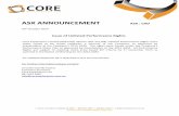 ASX ANNOUNCEMENT ASX : CXO Issue of ... - Core …coreexploration.com.au/user_files/reports/20141030... · Issue of Unlisted Performance Rights ... we warrant that no person has the