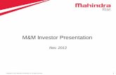 M&M Investor Presentation - Mahindra & Mahindra Update... · Company Overview . 8 ... Corporate Actions ... FES 3,320 18% 2,504 7%