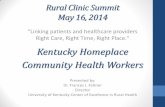 Kentucky Homeplace Community Health Workers ·  · 2014-05-22Objectives 1. Review Health ... and provide services such as first aid and blood pressure screening •May collect data