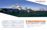 TIDEWATER - tdw.com · TIDEWATER GOLDBLA Deck Cargo 788 lt 800.6 t Cargo Water 109,350 gal 414 t Fuel Oil 227,980 gal 735.1 t Potable Water 119,900 gal 454 t Lube Oil 5,200 gal 17