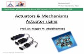 Actuators & Mechanisms Actuator sizingmct.asu.edu.eg/uploads/1/4/0/8/14081679/lect_06-mechatronics_2... · Actuators & Mechanisms Actuator sizing ... Prof. Dr. Magdy M. Abdelhameed