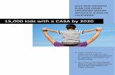 15,000 kids with a CASA by 2020 annual growth = 15,000 kids with a CASA by 2020 = 4,500 more children served = At least 3,500 additional new volunteers recruited and matched to a child