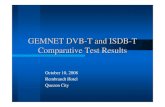 GEMNET DVB-T and ISDB-T Comparative Test Results€¦ · GEMNET DVB-T and ISDB-T Comparative Test Results October 10, 2008 ... Japan conducted a seminar and ... zIn the tests conducted