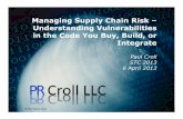 Managing Supply Chain Risk – Understanding …conferences.computer.org/stc/2013/papers/0001a009.pdfManaging Supply Chain Risk – Understanding Vulnerabilities in the Code You Buy,