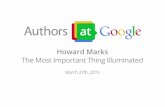 Howard Marks - Hurricane Capital – Business Analysis & … ·  · 2015-06-13Howard Marks The Most Important Thing Illuminated March 27th, 2015 . The Most Important Thing Origins