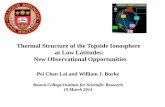 Thermal Structure of the Topside Ionosphere at Low ... · at Low Latitudes: New Observational Opportunities ... (EDPs) acquired during COSMIC-GPS radio occultation events offer promise