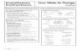 !Instaation nstructlons IOasS0e'nan0elJGSP28 · ELECTRICAL REQUIRMENTS ... Installation Instructions GAS CONNECTIONS ... to check for gas leaks, Use liquid leak detector