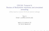 CSC321 Tutorial 9: Review of Boltzmann machines and ...yueli/CSC321_UTM_2014_files/tut9.pdfh1 h2 Network is ... CSC321 Tutorial 9: Review of Boltzmann machines and simulated annealing