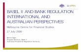 BASEL II AND BANK REGULATION INTERNATIONAL … · BASEL II AND BANK REGULATION INTERNATIONAL AND AUSTRALIAN PERSPECTIVES ... Background to Basel II: 2 ... BCBS releases final version