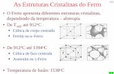As Estruturas Cristalinas do Ferro€¦ ·  · 2014-10-15Interstícios e Carbono nas Redes do Ferro155 • R int ccc = 0,019 nm • R int cfc = 0,051 nm • R carbono = 0,077 nm