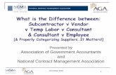 What is the Difference between: Subcontractor v Vendor v ... · 19 October 2016 1 What is the Difference between: Subcontractor v Vendor v Temp Labor v Consultant & Consultant v Employee