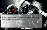 Effectiveness of In-game advertisement in brand awareness · Effectiveness of In-game advertisement in brand awareness ... Brand awareness=Brand Recall+Brand Recognition ... Structured