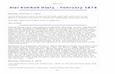 Joel Kimball Diary - February 1874 - livingstonmanor.net · Joel Kimball Diary - February 1874 Sunday, February 1, 1874 "Done chores and went on the hill and fed cattle and went over