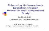 Enhancing Undergraduate Education through Research …clasfaculty.ucdenver.edu/bstith/clarion.pdf · Enhancing Undergraduate Education through Research and Independent ... Undergraduate