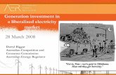 Generation investment in a liberalised electricity market · – Generation investment decisions are private commercial decisions by firms acting in their own ... output at marginal