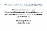 Commission on Accreditation Healthcare Management ... Management ... Analytics & Managerial Decision-Making I ... and skills from the central disciplines of management, including (1)