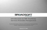 Introduction to SIP Trunking: Service Provider Perspective to SIP Trunking: Service Provider Perspective Curtis Hartmann, Director of Product Management email: chartmann@broadsoft.com