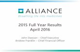 2015 Full Year Results April 2016 - Alliance Pharmainvestors.alliancepharmaceuticals.com/~/media/Files/A/Alliance... · 2015 Full Year Results April 2016. 2 Highlights ... Flammazine™