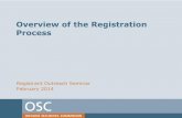 Overview of the Registration Process - osc.gov.on.ca · Overview of the Registration Process Registrant Outreach Seminar ... Form 33-109F7/ 33-506F7 ... Expect T&Cs in most cases