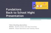 Fundations Back to School Night Presentation · Letter Formation Phonological and Phonemic Awareness Sound Mastery Phonics Vocabulary ... Fundations Back to School Night Presentation