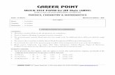 CAREER POINT - JEE Main, JEE Advanced, NEET, Medical …€¦ · career point . mock test paper for jee main (aieee) (for class xii pass/appearing students) physics, chemistry & mathematics