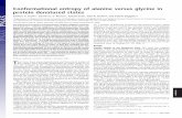 Conformational entropy of alanine versus glycine in ... · Conformational entropy of alanine versus glycine in protein denatured states ... In the 498-K GGXGG simulations, ... TS