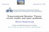 Transcendental Number Theory: recent results and open ...michel.waldschmidt/articles/pdf/TNT...Transcendental Number Theory: recent results and open problems. ... decimal expansion,