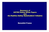 Summary of ASTRO Safety White Papers and the … RadOnc Safety Stakeholders’ Initiative Benedick Fraass ... Already approved by ABS ... vendors at the June 2010 FDA meeting !