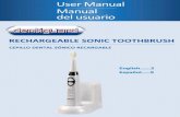 User Manual Manual del usuario - ALDI US - Homepage · User Manual Manual del usuario CEPILLO DENTAL SÓNICO RECARGABLE ... NO object(s) should ever be ... (Business hours Mon ...