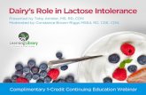 Lactose Intolerance: Let Them Drink Milk milk/dairy are made from cow’s milk Lactose-free dairy provides the same essential nutrients as traditional dairy products