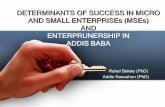DETERMINANTS OF SUCCESS IN MICRO AND SMALL … · AND SMALL ENTERPRISEs (MSEs) AND ENTERPRUNERSHIP IN ... Degree on Investment No.17/1990 are the ... factors in terms of growth in