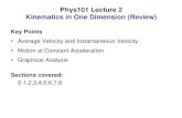 Phys101 Lecture 2 Kinematics in One Dimension (Review)mxchen/phys1011101/Lecture02.pdf ·  · 2011-01-08Phys101 Lecture 2 Kinematics in One Dimension (Review) ... 2-1,2,3,4,5,6,7,8.