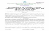 Investigation of the Effect of Cryogenic Treatment on ... · such as speed, feed, depth of cut, cooling system, ... Cryogenic treatment is a supplementary process to conventional