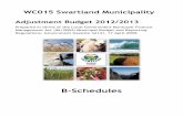 FMR Swartland Municipality s71 December 2012 WC015 Swartland Municipality Adjustment Budget 2012/2013 Prepared in terms of the Local Government Municipal Finance Management Act (56/2003