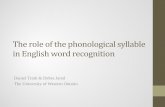 The role of the phonological syllable in English word ... · The role of the phonological syllable in English word recognition . ... • syllable effects have been ... The role of