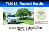 FY2012Financial Results - Global Suzuki · SUZUKI MOTOR CORPORATION May 9, 2013 ... 115.0 93.7 +21.3 ... Smash Titan and Satria (February 2013) Sales Volume of Motorcycles